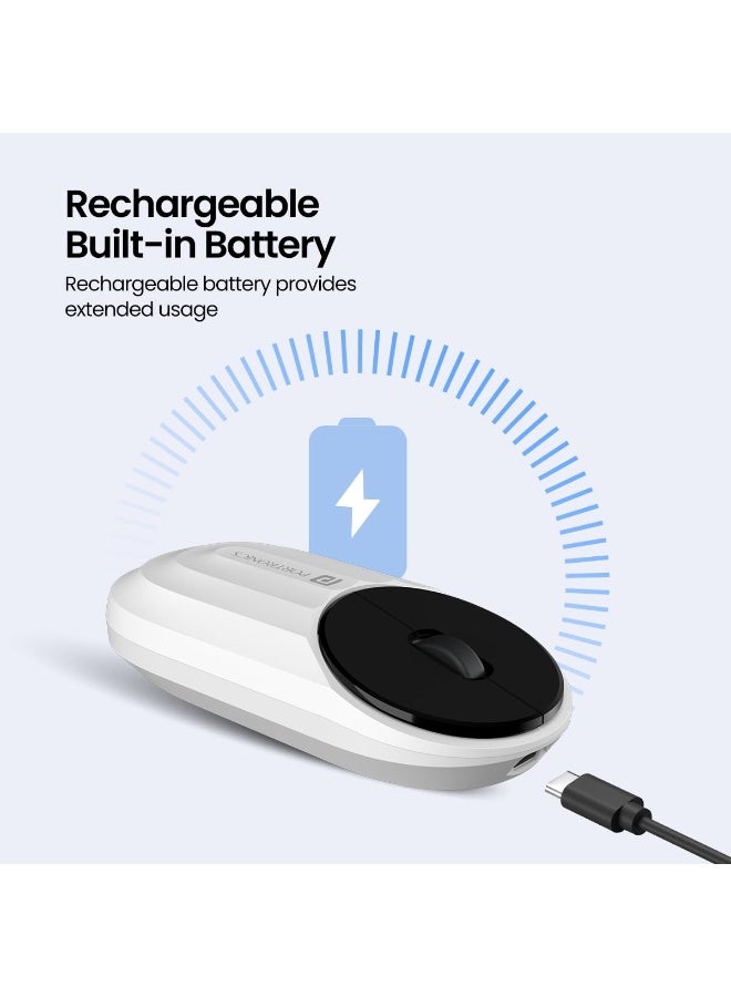 بورترونيكس Portronics Toad 6 Bluetooth Wireless Mouse with 2.4 GHz USB Receiver, Multi-Device Pairing, Built in Battery, 1200 DPI Sensor(White) - Image 3